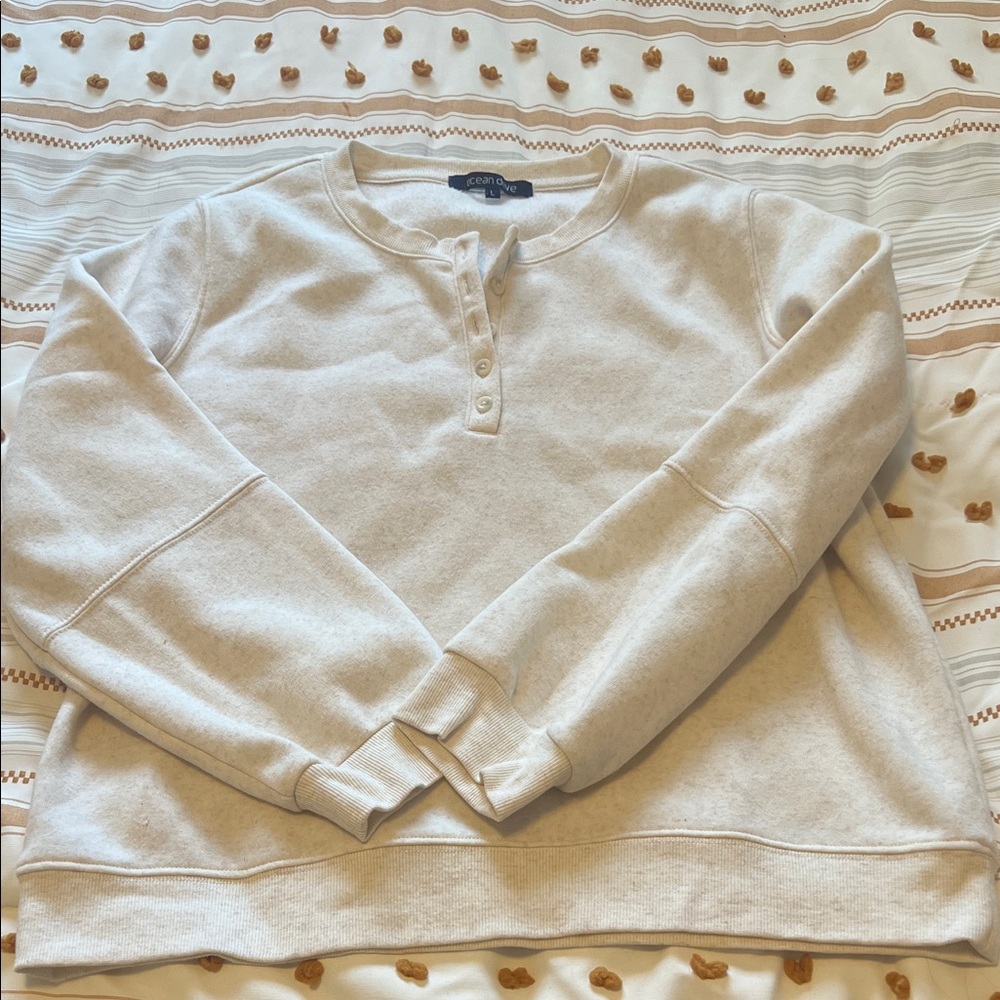 Ocean Drive Cream Henley Sweater